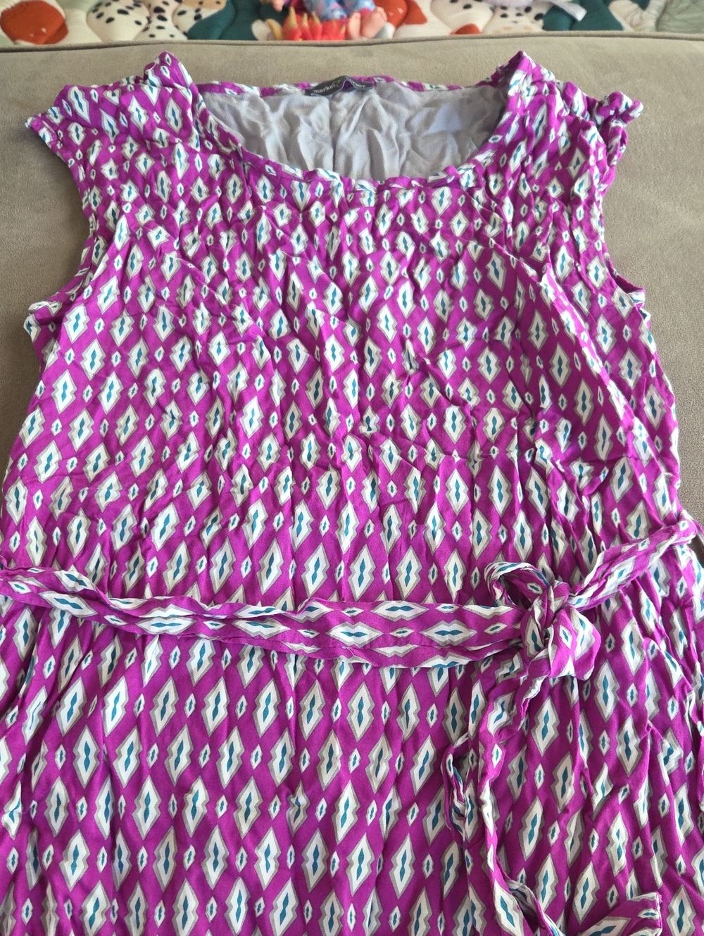 Purple Geometric Belted Summer Dress